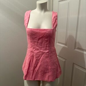 Olivaceous pink sleeveless linen blouse small zip up